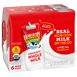 Horizon Organic Whole Shelf-Stable Milk Boxes - 8 FZ 6 Count 3 Pack (18 Total)
