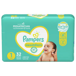 Pampers Size 1 Diapers - 32 CT 4 Pack
