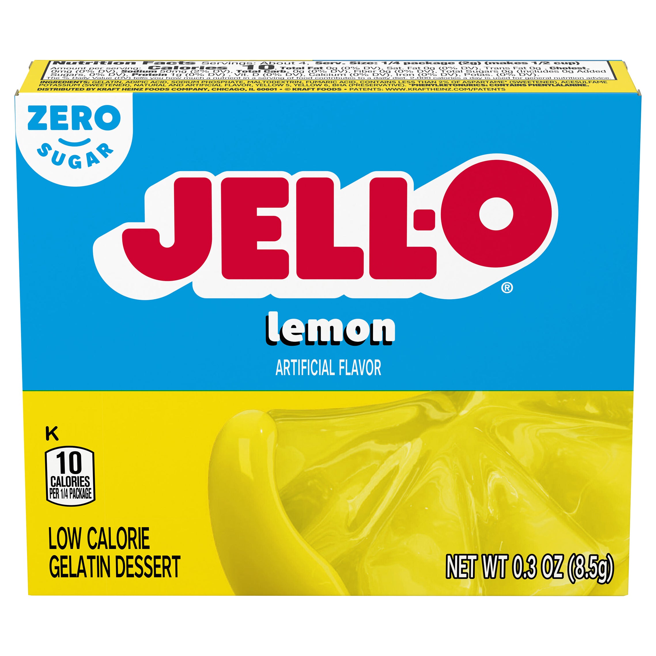 Jell-O Mix Gelatin Sugar Free Lemon - 0.3 OZ 24 Pack – StockUpExpress