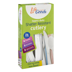 Life Goods Heavy Duty Shatter Resistant Cutlery - 24 CT 24 Pack