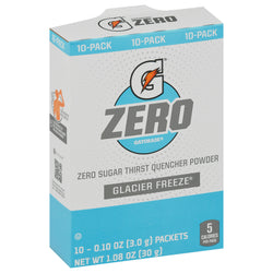 Gatorade Zero Powder Glacier Freeze - 0.10 OZ Packets 10 Pack Case of 12 (120 Total)