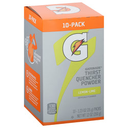 Gatorade Powder Lemon Lime - 1.23 OZ Packets 10 Pack Case of 8 (80 Total)