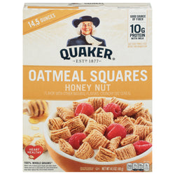 Quaker Oatmeal Squares Cereal Honey Nut - 14.5 OZ 12 Pack