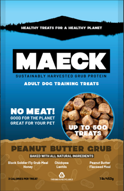 MAECK Insect Grub Protein Dog Training Treats - Peanut Butter - 1 LB 12 Pack