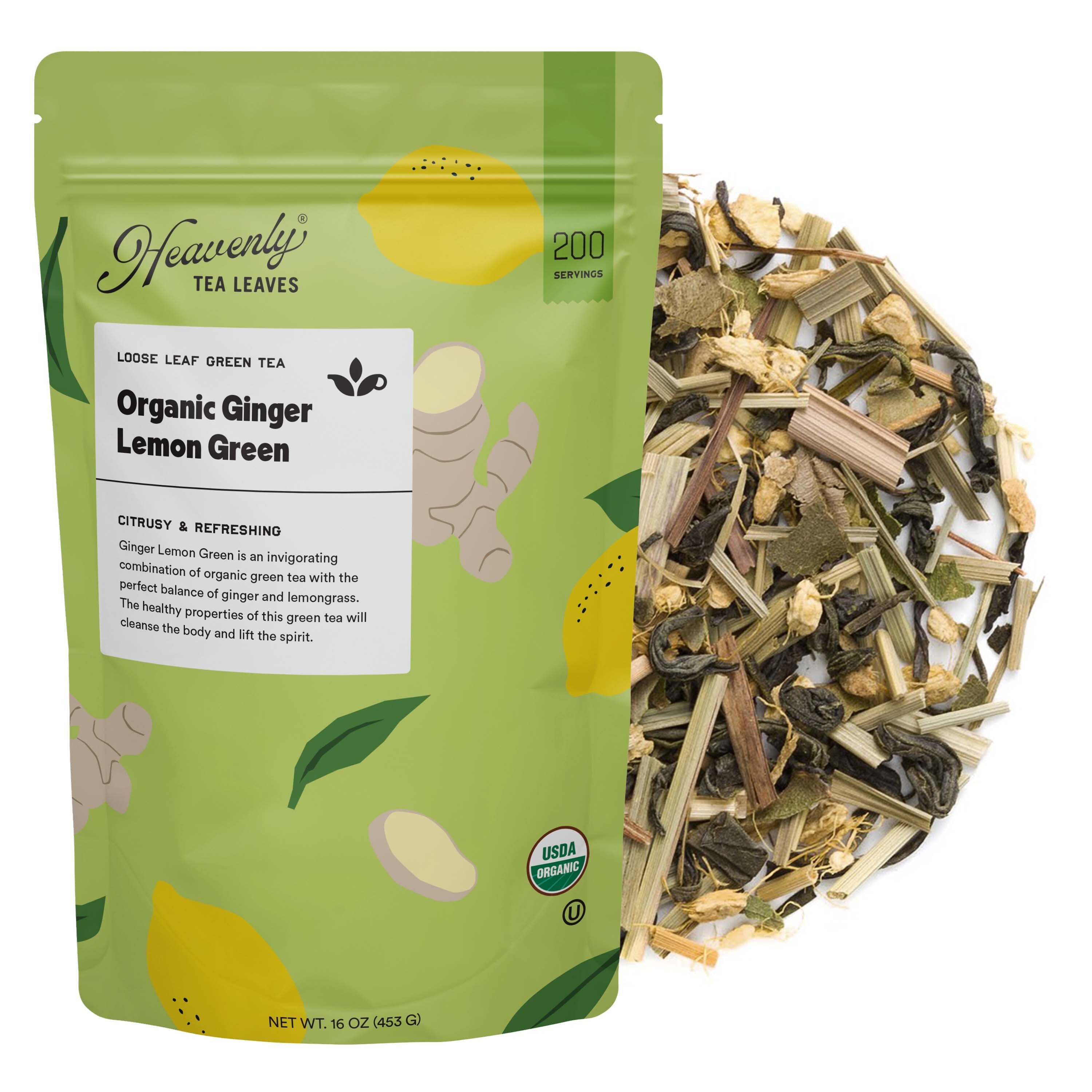 Heavenly Tea Leaves Organic Ginger Lemon Green, Bulk Loose Leaf Green ...