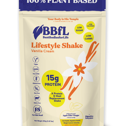 BBfL BBfL Vegan Meal Replacement Protein Shakes,  (15 Servings, Vanilla Cream) - 0.87 LB 6 Pack