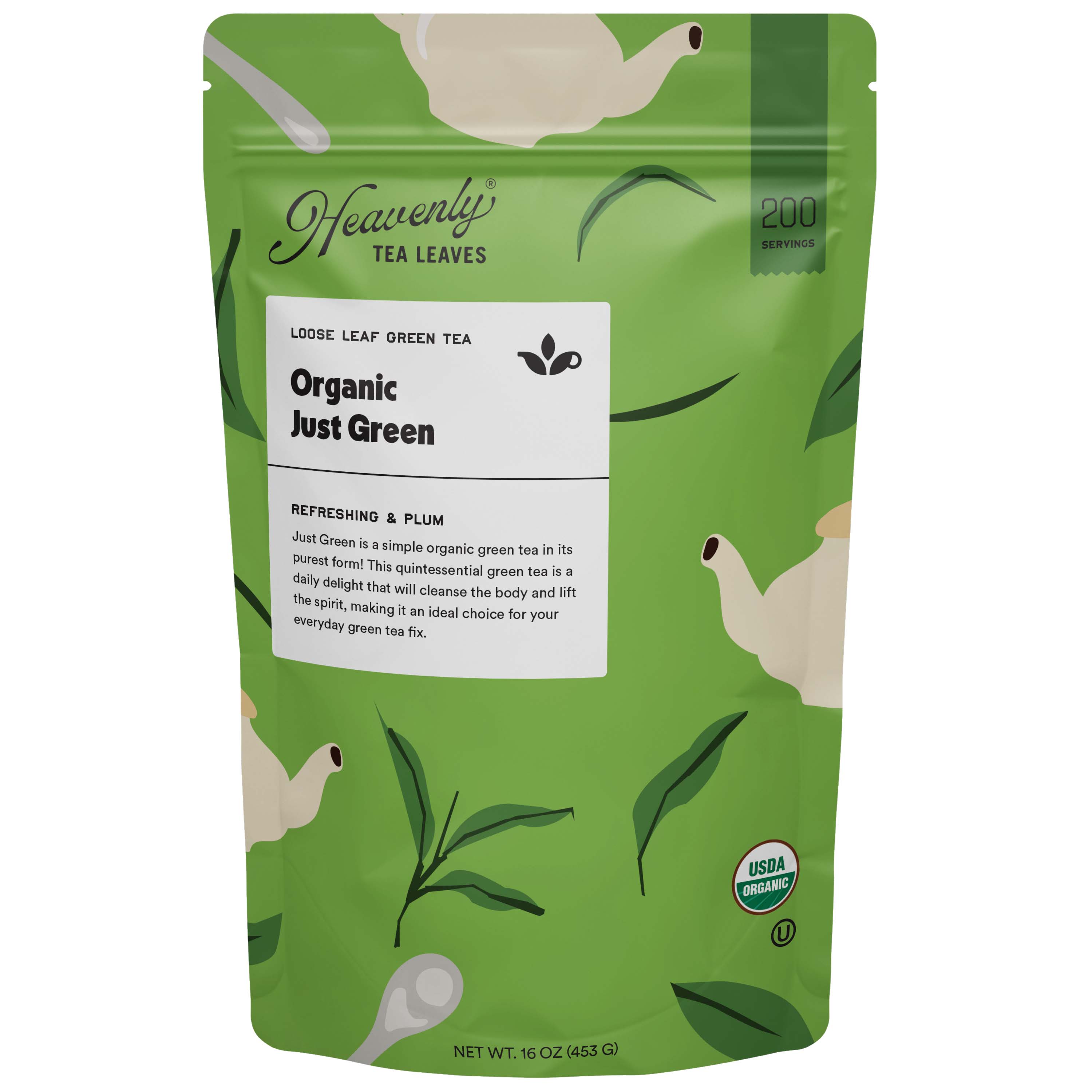 Organic Just Green, Bulk Loose Leaf Green Tea, 16 Oz. – StockUpExpress