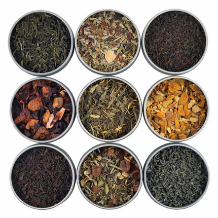 Heavenly Tea Leaves Organic Loose Leaf Tea Sampler Set, 9 Assorted Loose Leaf Teas & Tisanes - 9 OZ 8 Pack