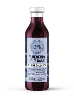 PureWild Co Blueberry Holy Basil Marine Collagen Drink - 12 OZ 12 Pack