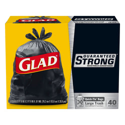 Glad 30 Gallon Large Trash Quick-Tie Bags - 40 CT 4 Pack