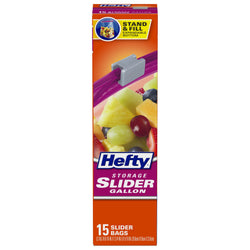 Hefty Slider Food Storage Gallon Bag - 15 CT 9 Pack