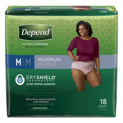 Depend Fit-Flex Underwear For Women Medium Maximum Absorbency - 18 CT 2 Pack