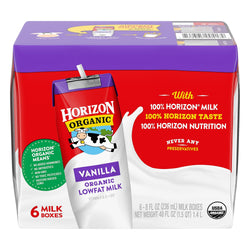 Horizon Organic Lowfat Milk Vanilla - 8 FZ 6 Count 3 Pack (18 Total)