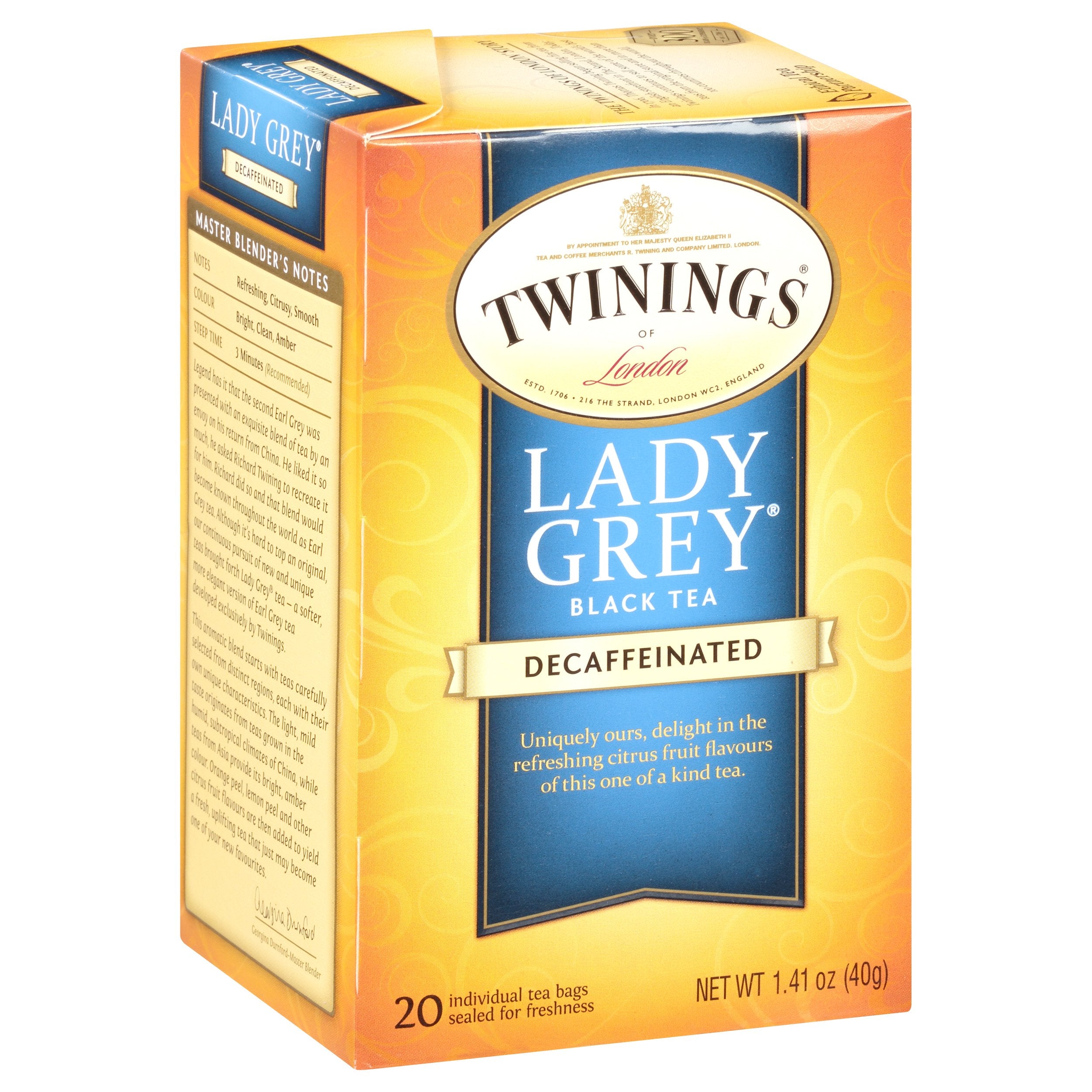 Twinings Decaffeinated Lady Grey Black Tea - 20 CT 6 Pack - StockUpExpress