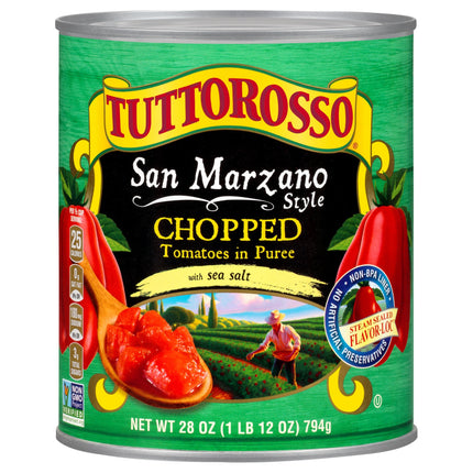 Tuttorosso San Marzano Chopped Tomatoes in Puree With Sea Salt - 28 OZ 6 Pack
