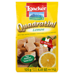 Loacker Quadratini Lemon Bite Size Wafer Cookies - 4.41 OZ 6 Pack