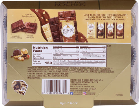 Ferrero Rocher Fine Hazelnut Chocolates - 5.3 OZ 12 Pack