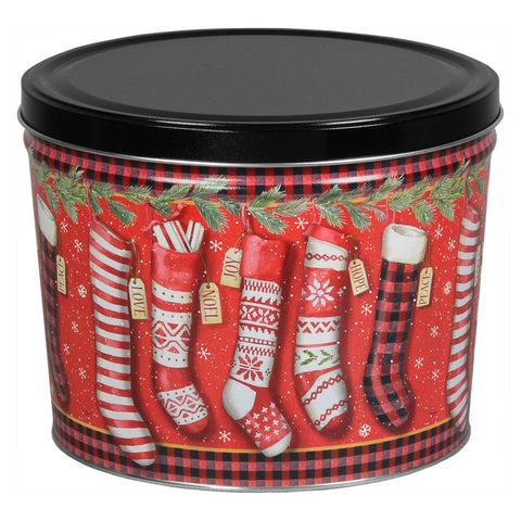 2-Gallon Holiday Popcorn Gift Tin, Assorted Festive Designs - 1 Pack
