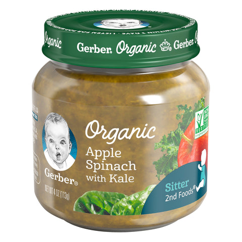 Gerber Apple Spinach With Kale Baby Food - 4 OZ 10 Pack
