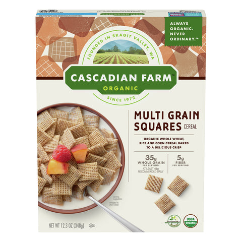 Cascadian Farm Multi Grain Squares Cereal - 12.3 OZ 10 Pack