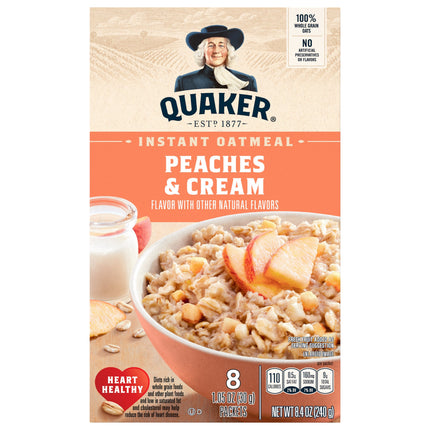 Quaker Peaches & Cream Instant Oatmeal - 8.4 OZ 12 Pack