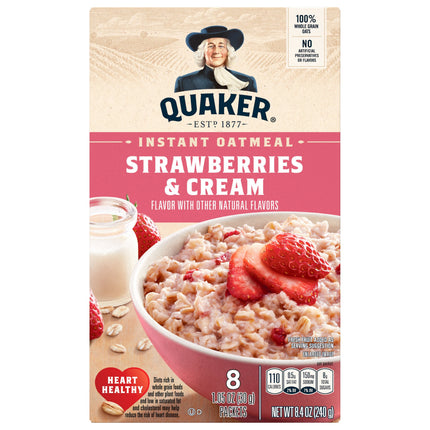 Quaker Strawberries & Cream Instant Oatmeal - 8.4 OZ 12 Pack