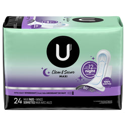 U By Kotex Extra Heavy Pads With Wings - 24 CT 2 Pack