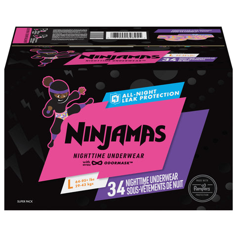 Pampers Ninjamas Nighttime Bedwetting Underwear Girl, Size 8 - 34 Underwears