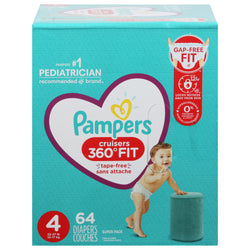 Pampers Diapers 4 (22-37 lb) Super Pack - 64 Diapers