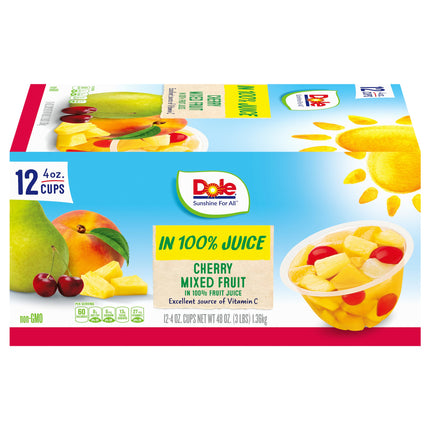 Dole Cherry Mixed Fruit Bowl - 4 OZ Cups 12 Pack