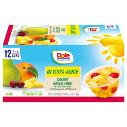 Dole Cherry Mixed Fruit Bowl - 4 OZ Cups 12 Pack