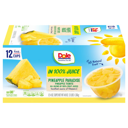 Dole Pineapple Paradise In 100% Juice - 4 OZ Cups 12 Pack