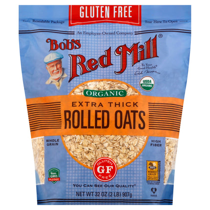 Bob's Red Mill Organic Extra Thick Rolled Oats - 32 OZ 4 Pack