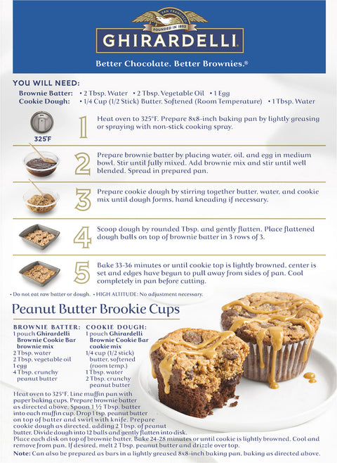 Ghirardelli Brownie Cookie Bar Premium Brownie Mix  16.5 oz - 12 Pack