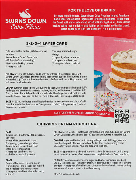 Swans Down Enriched and Bleached Cake Flour - 32 OZ 8 Pack