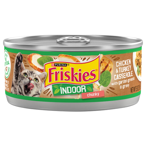Friskies Select Indoor Wet Cat Food, Chunky Chicken & Turkey Casserole In Gravy- 5.5 OZ 24 Pack 5.5 OZ