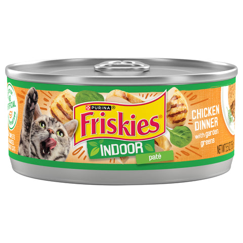 Friskies Select Indoor Pate Wet Cat Food Chicken Dinner With Garden Greens 5.5 OZ