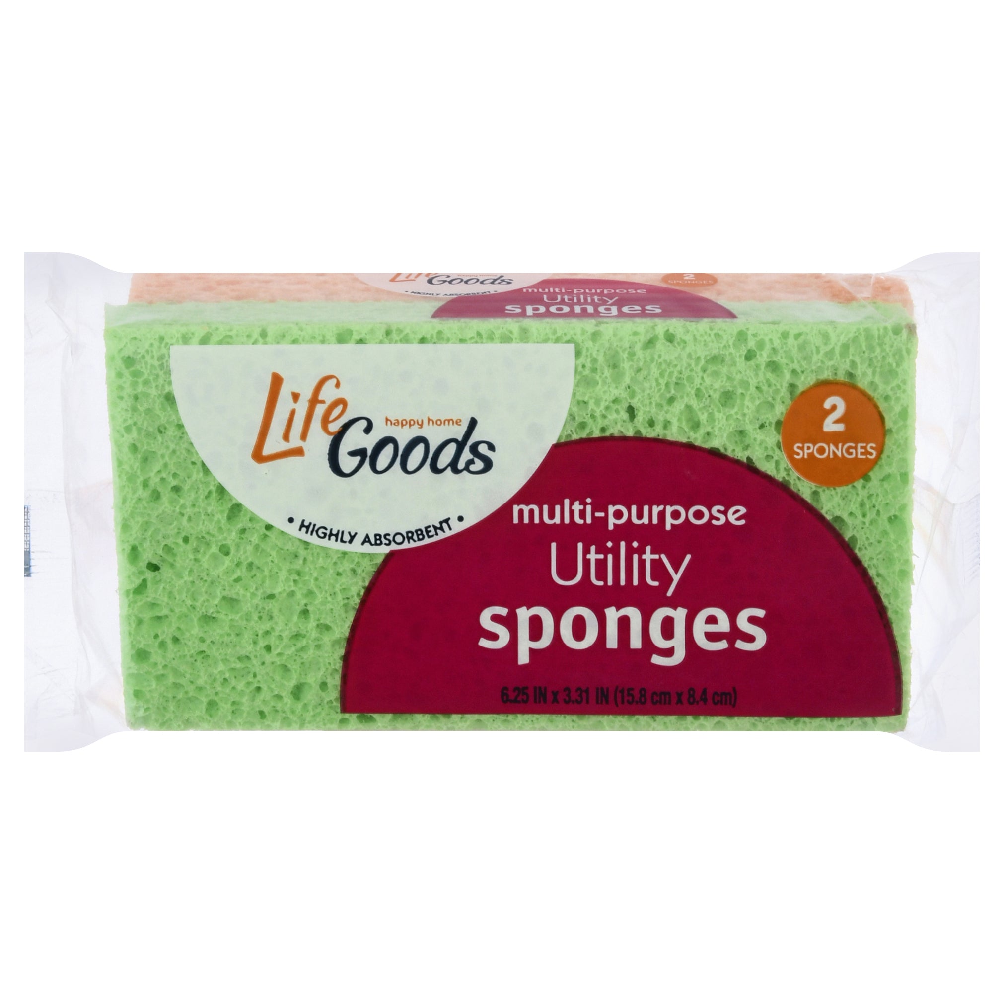 Life Goods Multi-Purpose Utility Sponges - 2 CT 12 Pack – StockUpExpress
