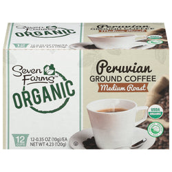 Seven Farms Medium Roast Peruvian Ground Coffee - 4.23 OZ 6 Pack
