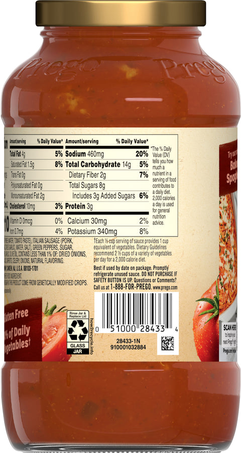 Prego Sweet Sausage & Roasted Peppers Meat Sauce - 23.5 OZ 6 Pack