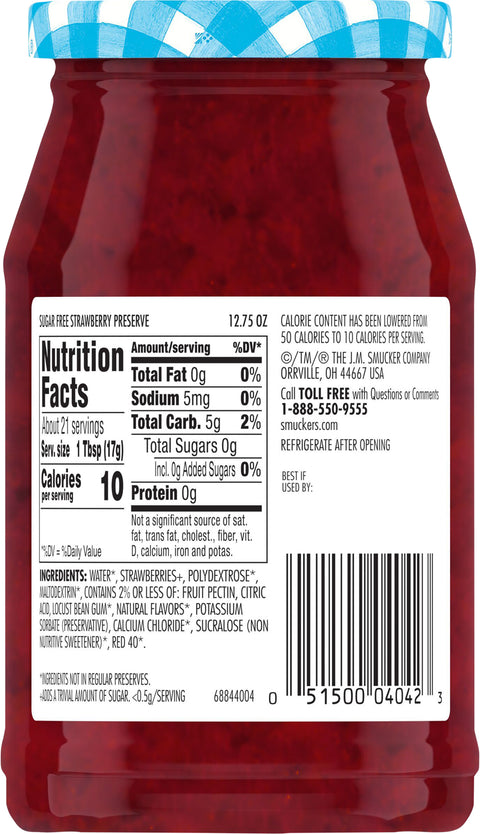 Smucker's Sugar Free Strawberry - 12.75 OZ 8 Pack