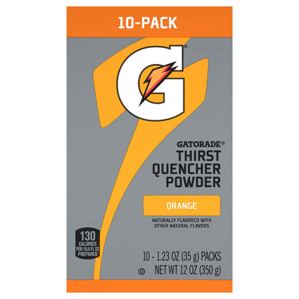 Gatorade Powder Orange - 1.23 OZ Packets 10 Pack Case of 8 (80 Total)