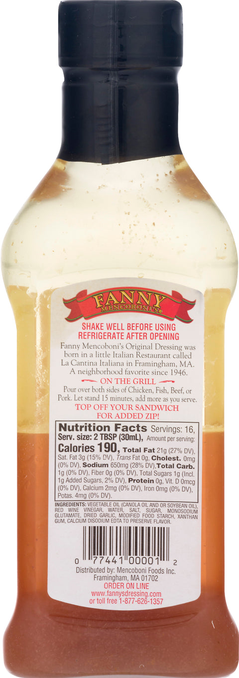 Fanny Mencoboni's Original Italian Dressing - 16 FZ 6 Pack