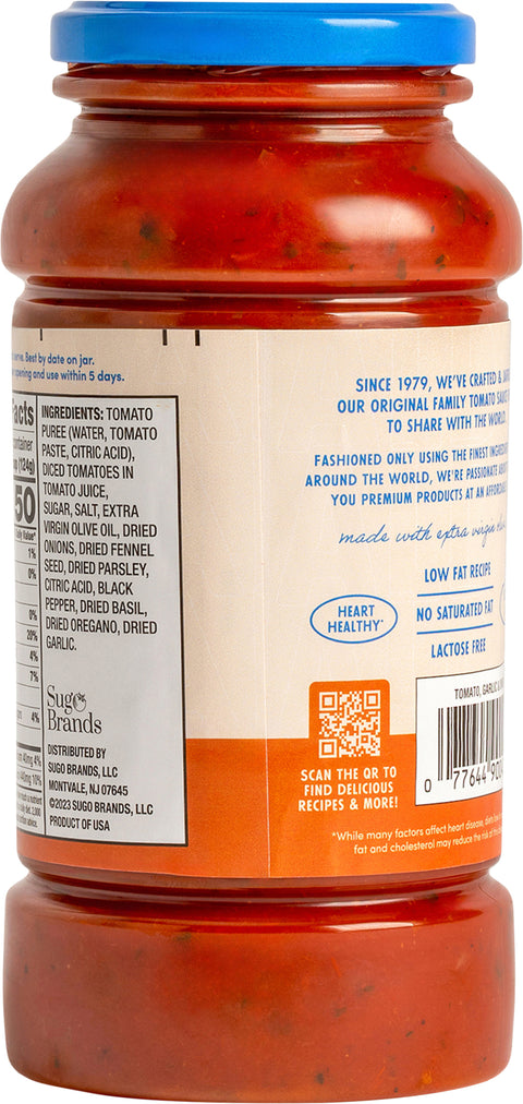 Francesco Rinaldi Pasta Sauce Chunky Garden Tomato Garlic & Onion - 24 OZ 12 Pack