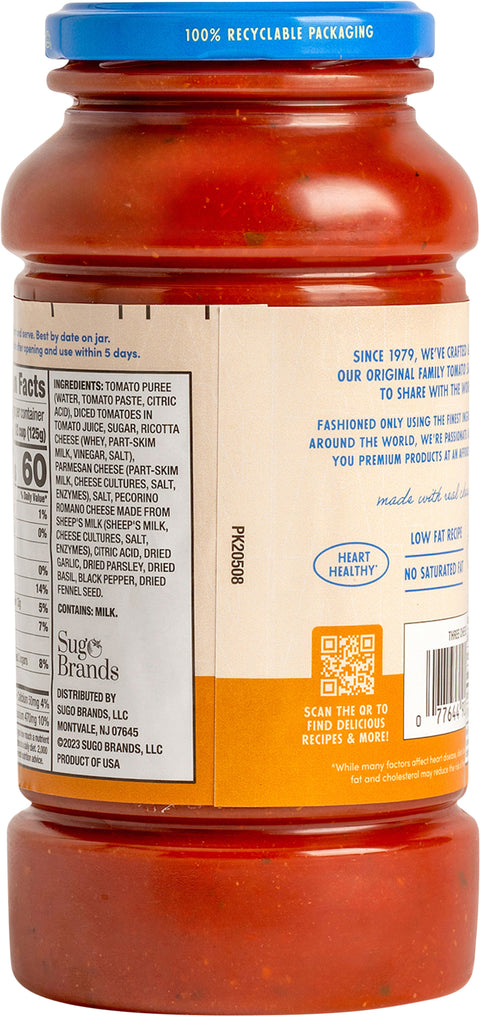 Francesco Rinaldi Three Cheese Pasta Sauce - 24 OZ 12 Pack