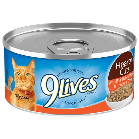 9 Lives Hearty Cuts Turkey Chicken Cheese In Gravy - 5.5 OZ 24 Pack