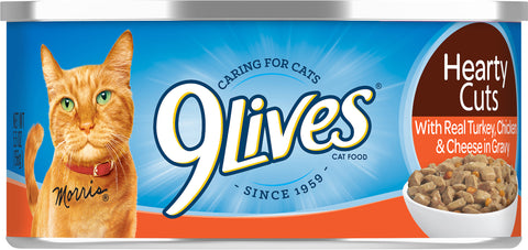 9 Lives Hearty Cuts Turkey Chicken Cheese In Gravy - 5.5 OZ 24 Pack