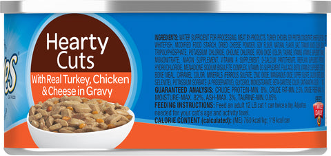 9 Lives Hearty Cuts Turkey Chicken Cheese In Gravy - 5.5 OZ 24 Pack