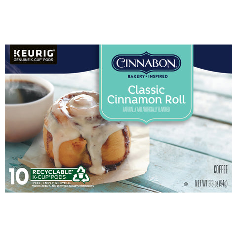 Cinnabon Classic Cinnamon Roll Keurig Single-Serve K-Cup Pods, Light Roast Coffee, 10 Count - 6 Pack