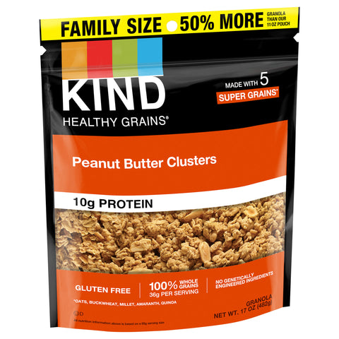 Kind Gluten Free Healthy Grains Peanut Butter - 17 OZ 6 Pack